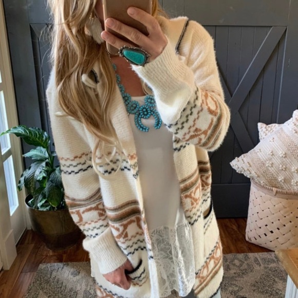 New Cozy Oversized Hooded Pocketed Long Cardigan Sweater Coat Western Boho - Picture 5 of 7